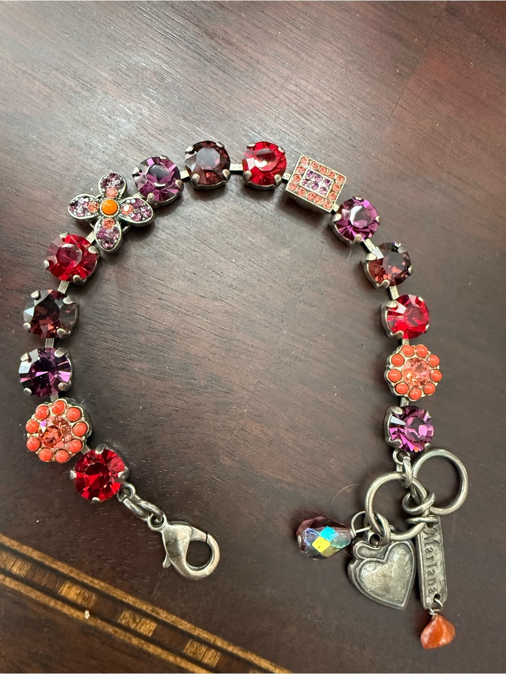 Mariana Jewelry Red & Purple Crystal Flower Bracelet